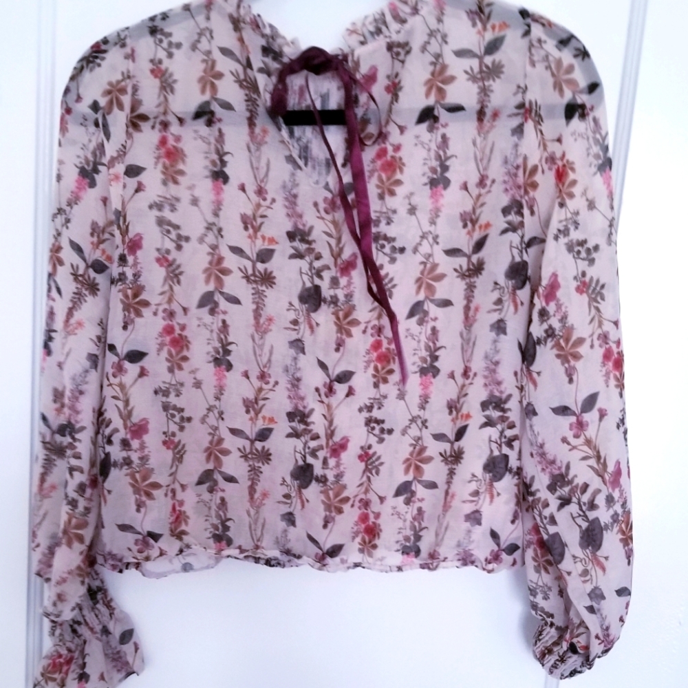 Women's Zara Basic Collection Floral Blouse Size M - Picture 2 of 3